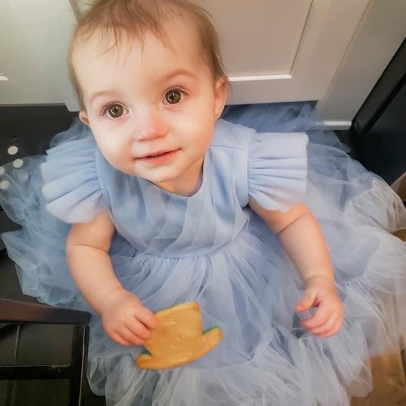 EUC Handmade by Ntyravska Design Light Blue Tulle Cap Sleeve Dress - Picture 5 of 5